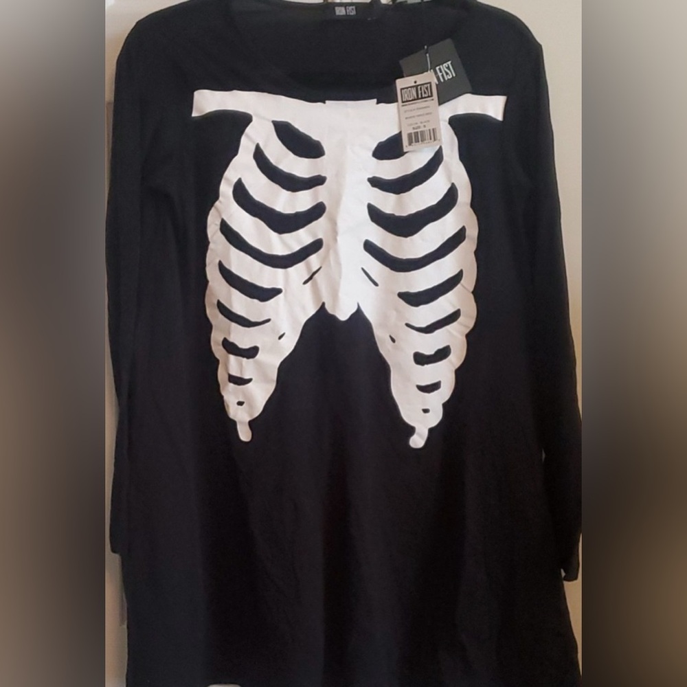 Iron fist NWT NEW SMALL Skeleton punk goth bones WISHBONE TRAPEZE DRESS long top